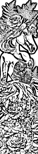 Free colorable bookmarks of a unicorn in a fashion dress